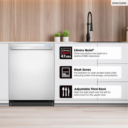 SDW6736MS Sharp 24 in. Stainless Steel 47dB Dishwasher