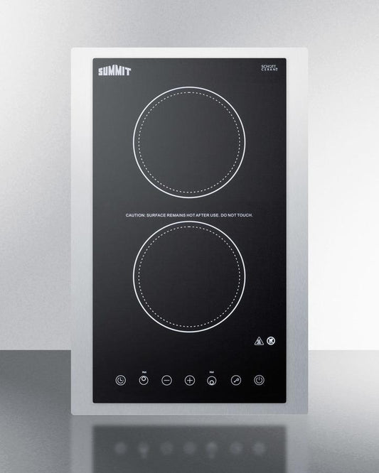 Summit CR2B15T1BTK15 15" Wide 115v 2-burner Radiant Cooktop