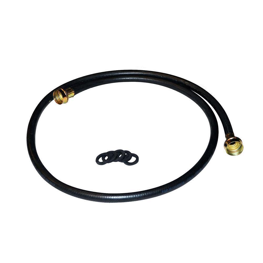 Kitchenaid W10782875 5' Black rubber washer fill hoses with two female connections and 3 washers