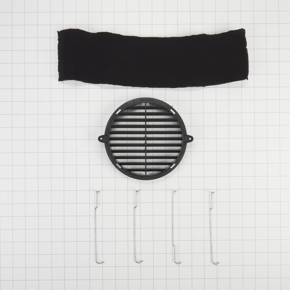 Whirlpool W10356918 30" Range Hood Recirculation Kit with (1) charcoal filter, (1) black vent cover and (4) mounting brackets