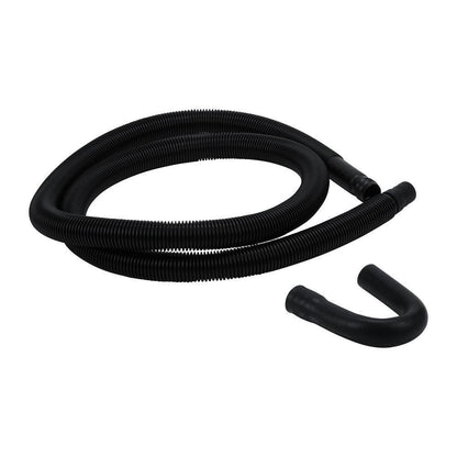 Kitchenaid 285666 8' Black washer drain hose with molded and straight plastic fittings, U-shape rubber nozzle, and spring clamp - 1 pack