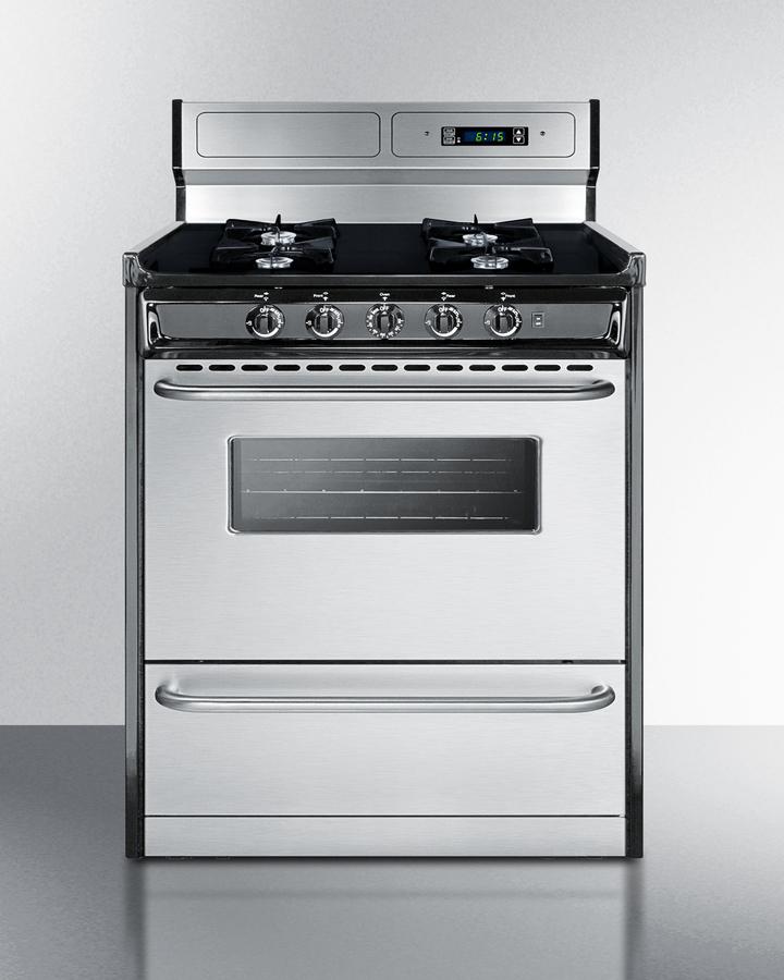 Summit TNM2307BKW 30" Wide Gas Range, Open Burners