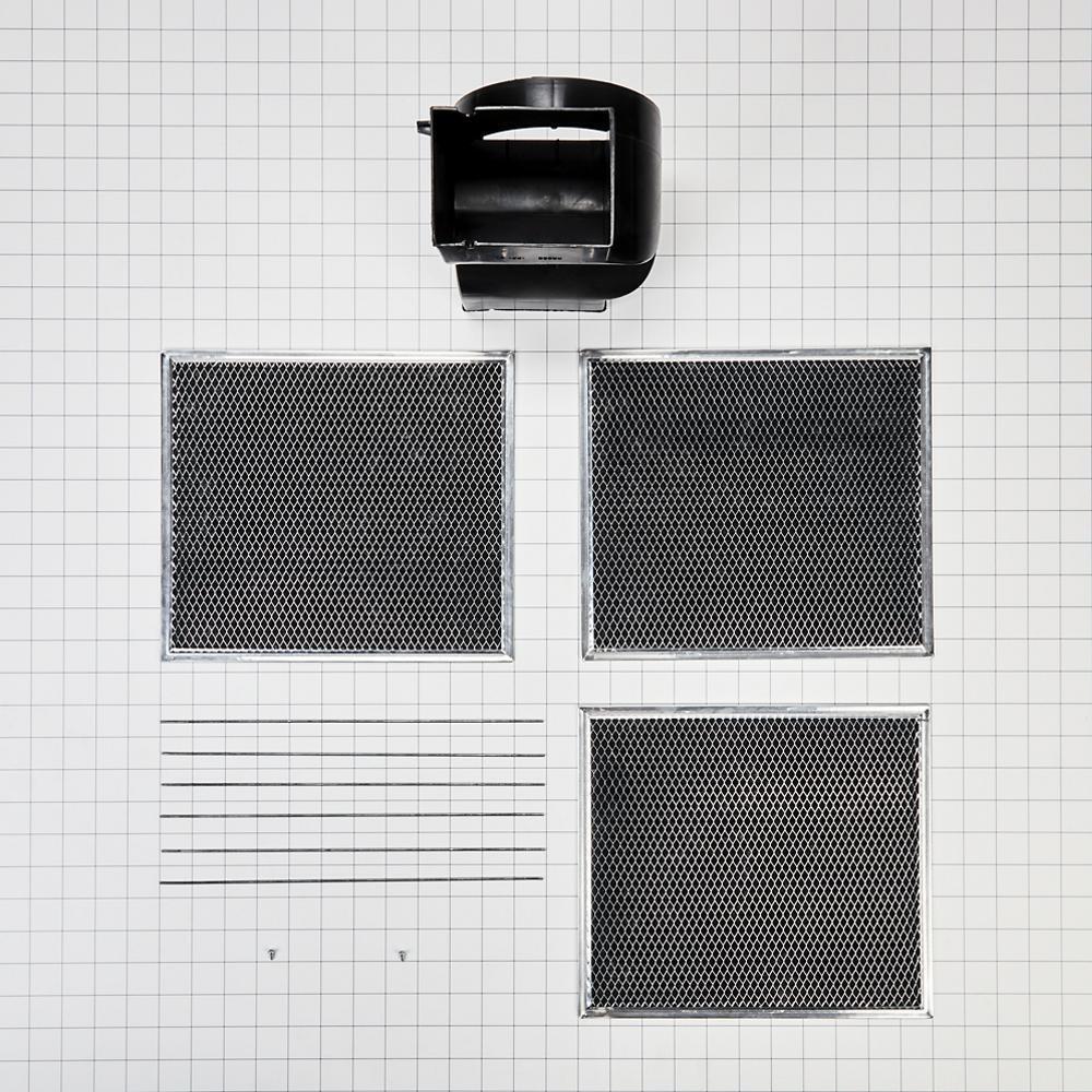Maytag W11430940 Range Wall Hood Recirculation Kit - Silver (Includes Two Charcoal Filters, Four Rod-Style Clips, and One Deflector Damper)