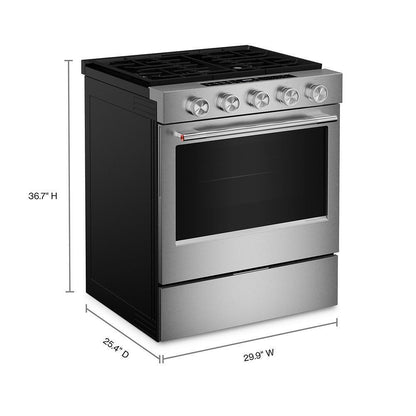 Kitchenaid KSGS430SPS 5.0 Cu. Ft. Smart Slide-in Gas Range with Convection Cooking Modes and Steam Bake Mode