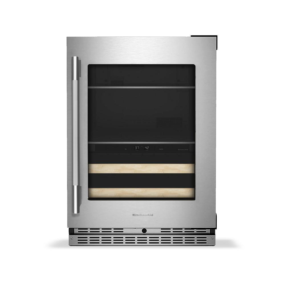 Kitchenaid KUBR524SPS 24" Beverage Center with Glass Door and Wood-Front Racks