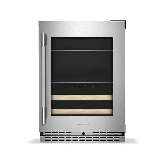 Kitchenaid KUBR524SPS 24" Beverage Center with Glass Door and Wood-Front Racks