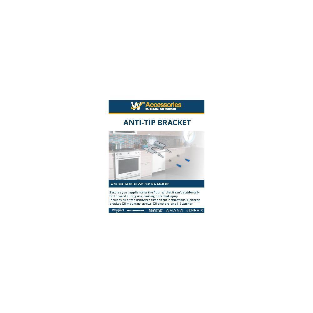 Kitchenaid 8273888A Range Anti-Tip Kit with (1) anti-tip bracket, (2) mounting screws, (2) anchors, and (1) washer