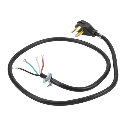 Kitchenaid 8171381RC 6' Black Electric Dryer Power Cord with 30-amp, 4-Wire, and 4 ring terminal connectors with right-angle plug