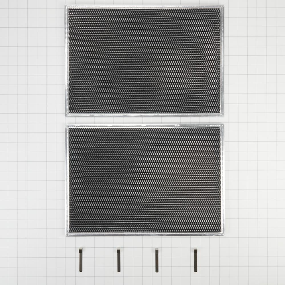 Whirlpool W10905735 36-IN Range Hood Charcoal Filter Kit - Silver (Includes Two 16 1/2-IN X 11 1/2-IN Charcoal Filters and Four Clips)