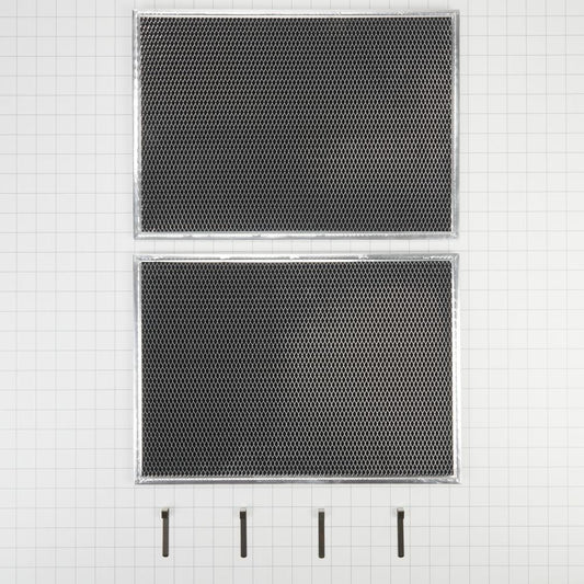 Whirlpool W10905735 36-IN Range Hood Charcoal Filter Kit - Silver (Includes Two 16 1/2-IN X 11 1/2-IN Charcoal Filters and Four Clips)