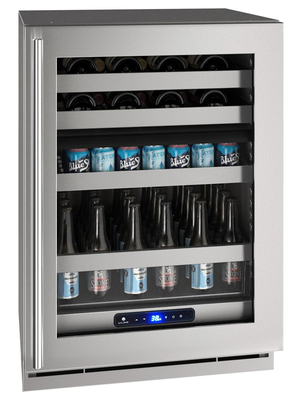 U-Line 24" Dual-zone Beverage Center With Stainless Frame Finish and Field Reversible Door Swing (115 V/60 Hz Volts /60 Hz Hz)