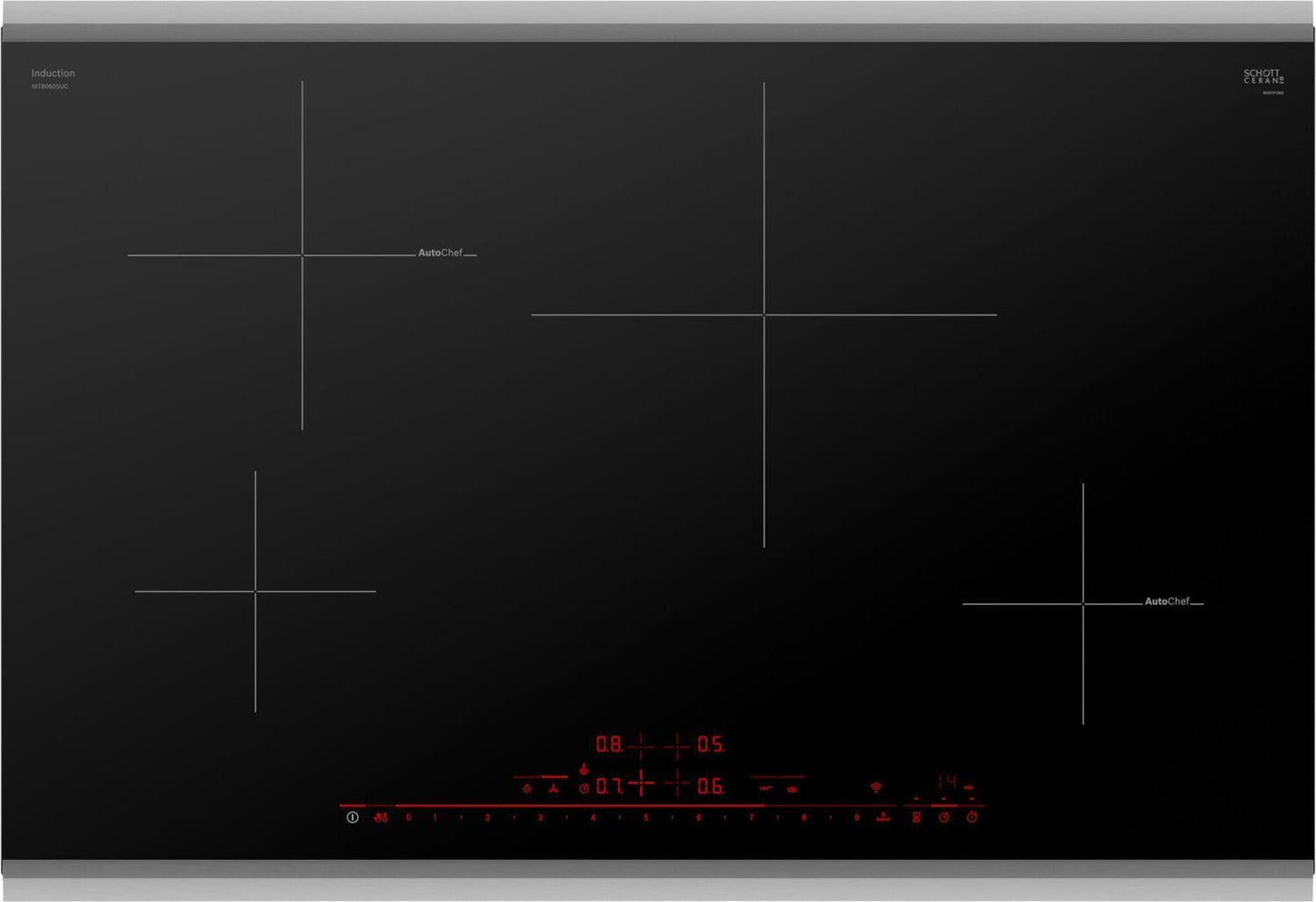 Bosch NIT8060SUC 800 Series Induction Cooktop 30" Black, surface mount with frame