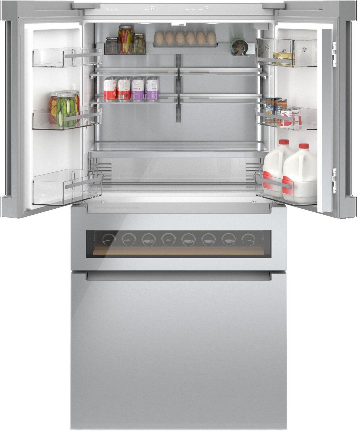 Bosch B36CL81ENG 800 Series, French Door Bottom Mount Refrigerator, Glass door, 36'', Stainless steel