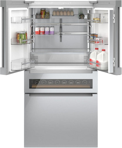 Bosch B36CL81ENG 800 Series, French Door Bottom Mount Refrigerator, Glass door, 36'', Stainless steel