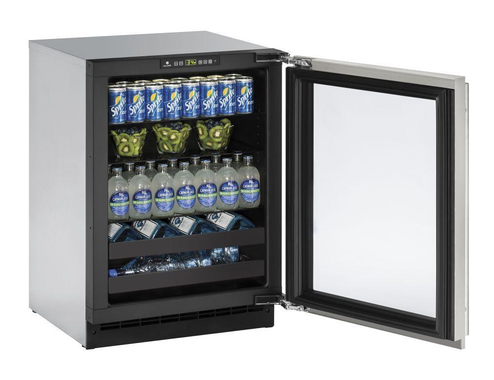 U-Line 24" Beverage Center With Stainless Frame Finish and Field Reversible Door Swing (115 V/60 Hz Volts /60 Hz Hz)