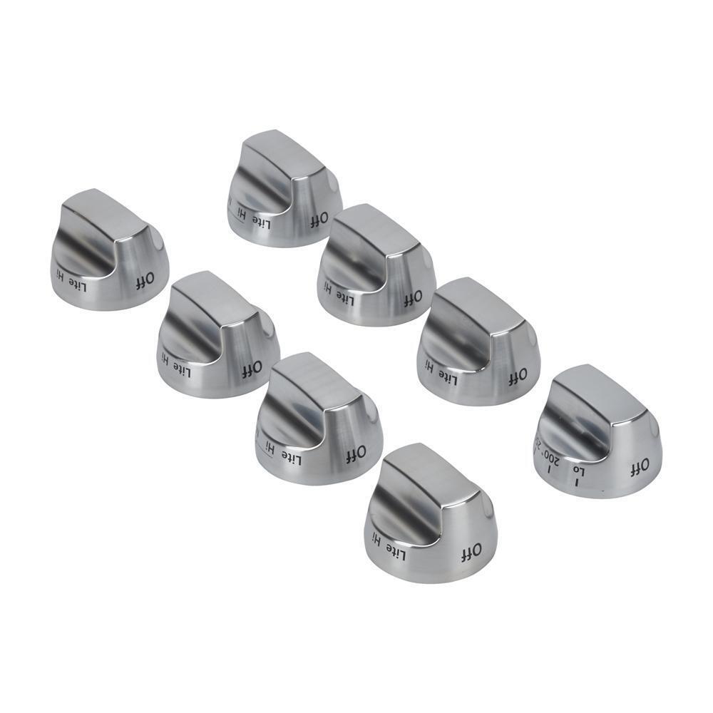 Maytag W10231704 KitchenAid 36-IN/48-IN Range Bladed, Stemless Burner Knobs Kit (Set of 8) - Stainless Steel (Includes One Griddle and Grill)