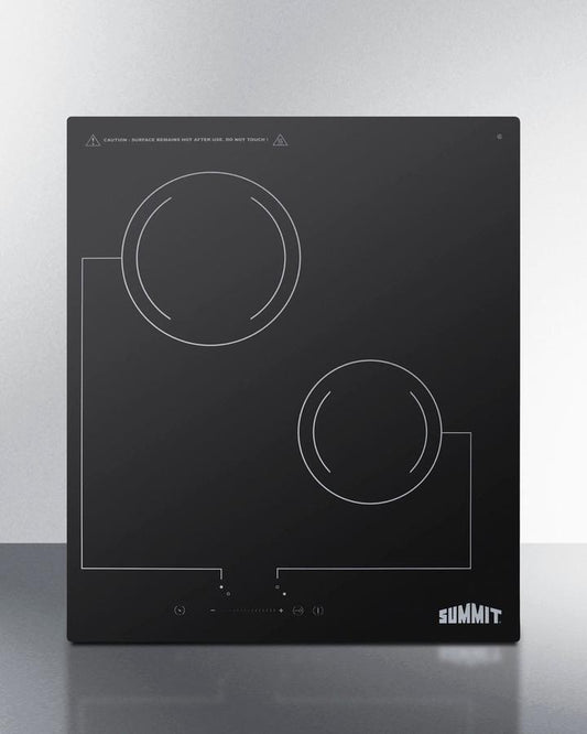 Summit CR2B228T 18" Wide 220v 2-burner Radiant Cooktop