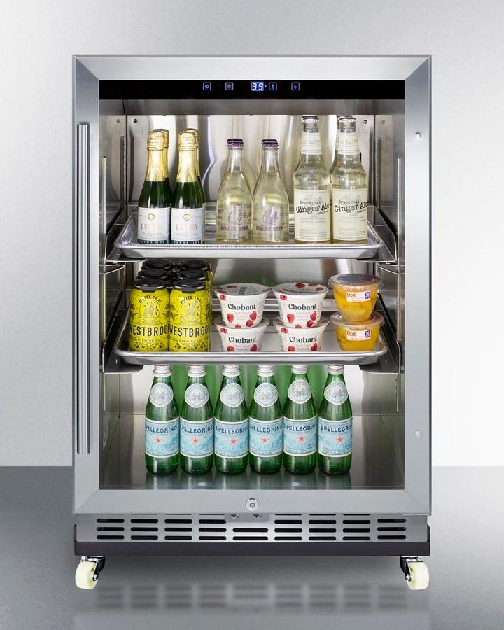 Summit SCR611GLOSRI 24" Wide Outdoor Mini Reach-in Beverage Center With Dolly