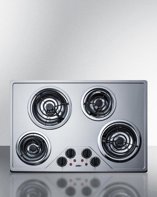 Summit CR430SS 30" Wide 230v 4-burner Coil Cooktop