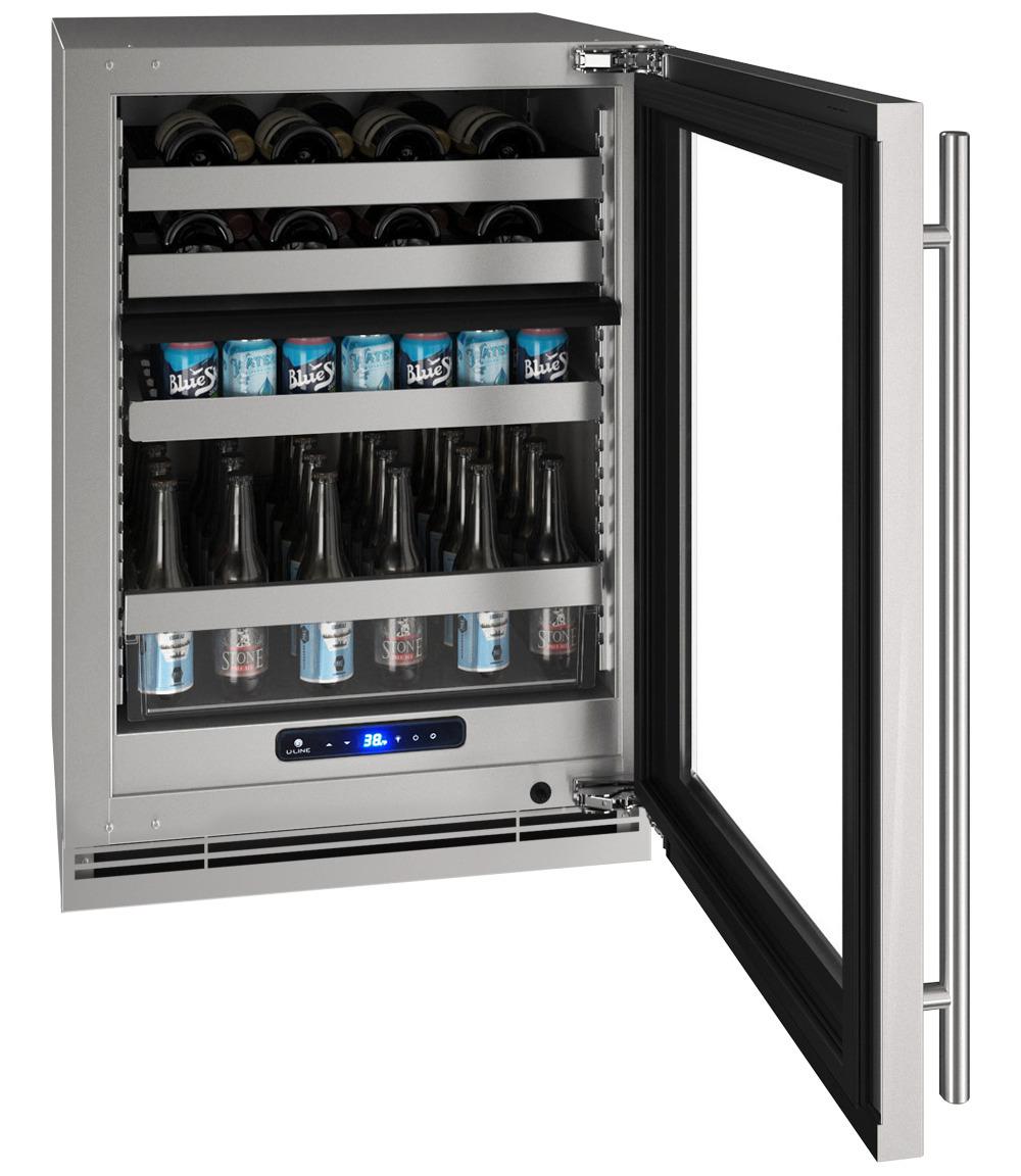 U-Line 24" Dual-zone Beverage Center With Stainless Frame Finish and Field Reversible Door Swing (115 V/60 Hz Volts /60 Hz Hz)