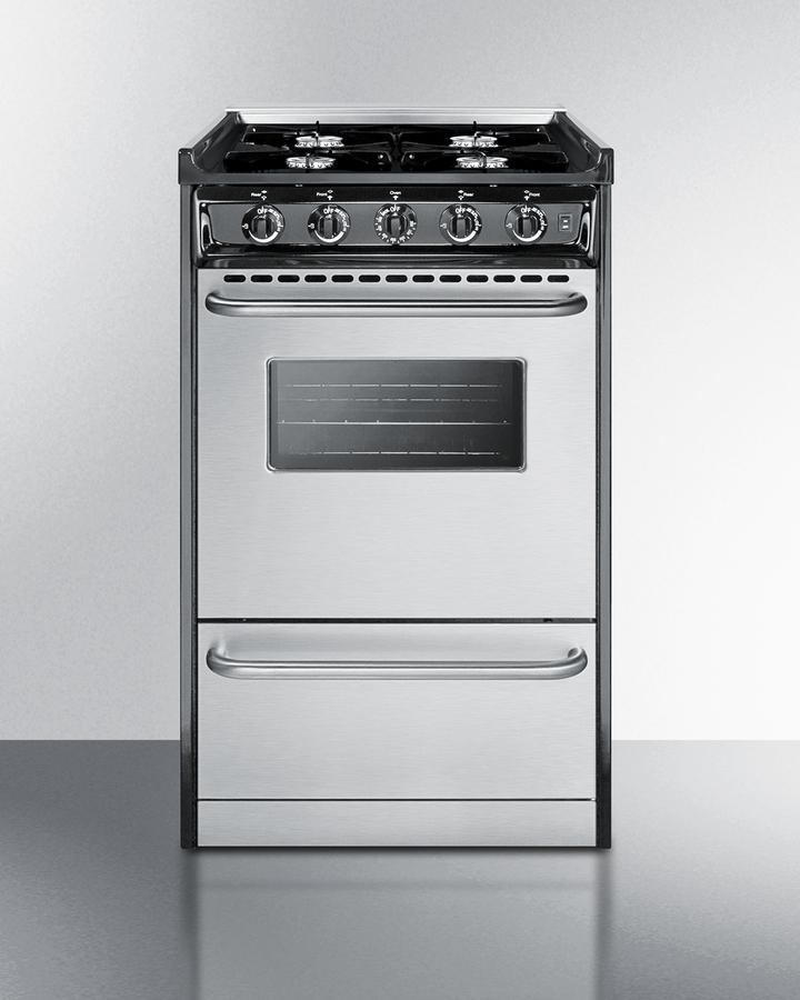 Summit TNM1107BRW 20" Wide Gas Range, Open Burners