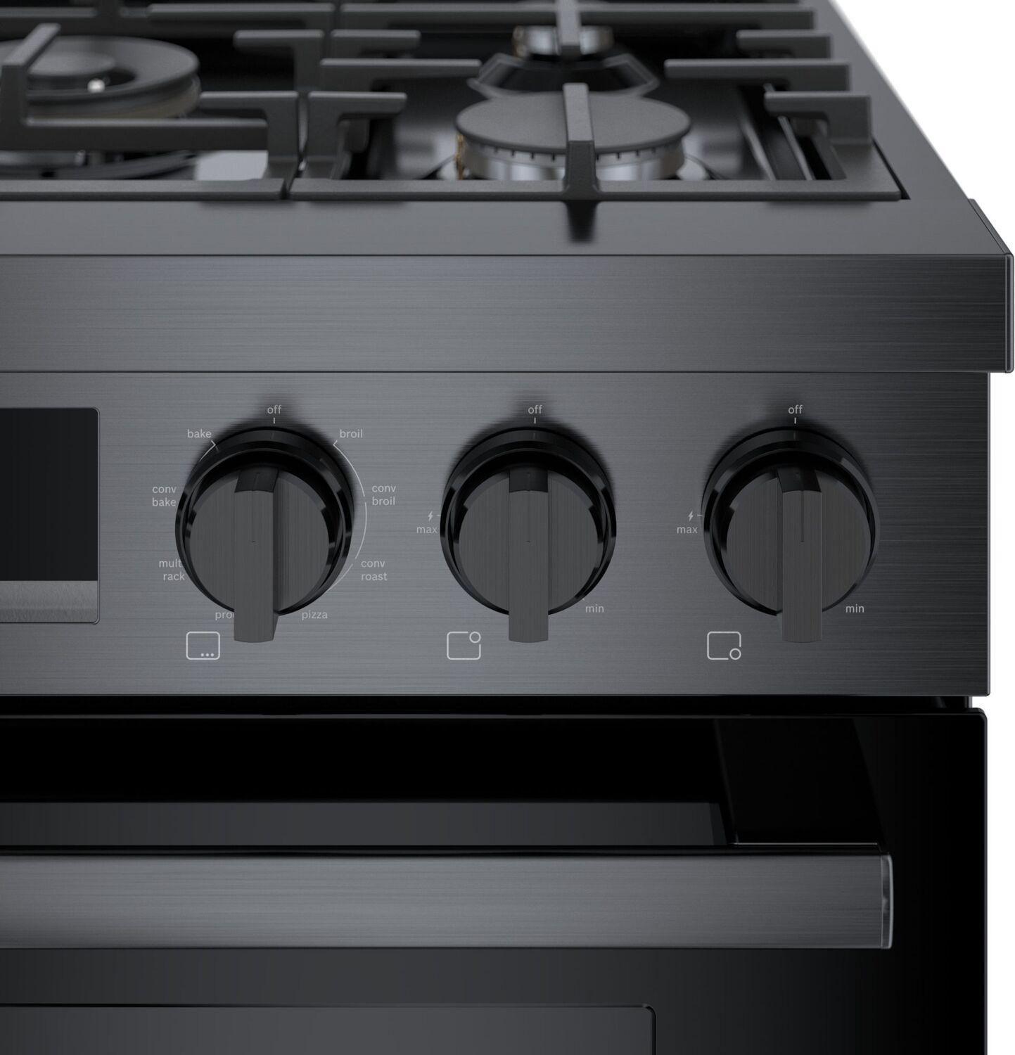 Bosch HDS8045U 800 Series Dual Fuel Freestanding Range 30" Black Stainless Steel