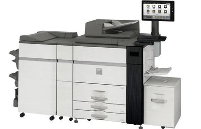 Sharp MXM1056 MX-M1056 Monochrome Networked Digital Multifunction Printer Prints up to 105 pages per minute , copy, scan, fax Maximum paper capacity of 13,500 sheets Exceptional Image Quality with 1200 x 1200 dpi print resolution