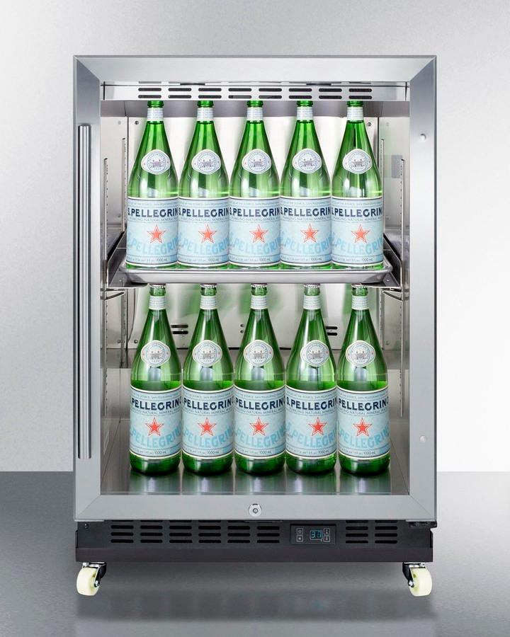 Summit SCR610BLRI 24" Wide Built-in Mini Reach-in Beverage Center With Dolly