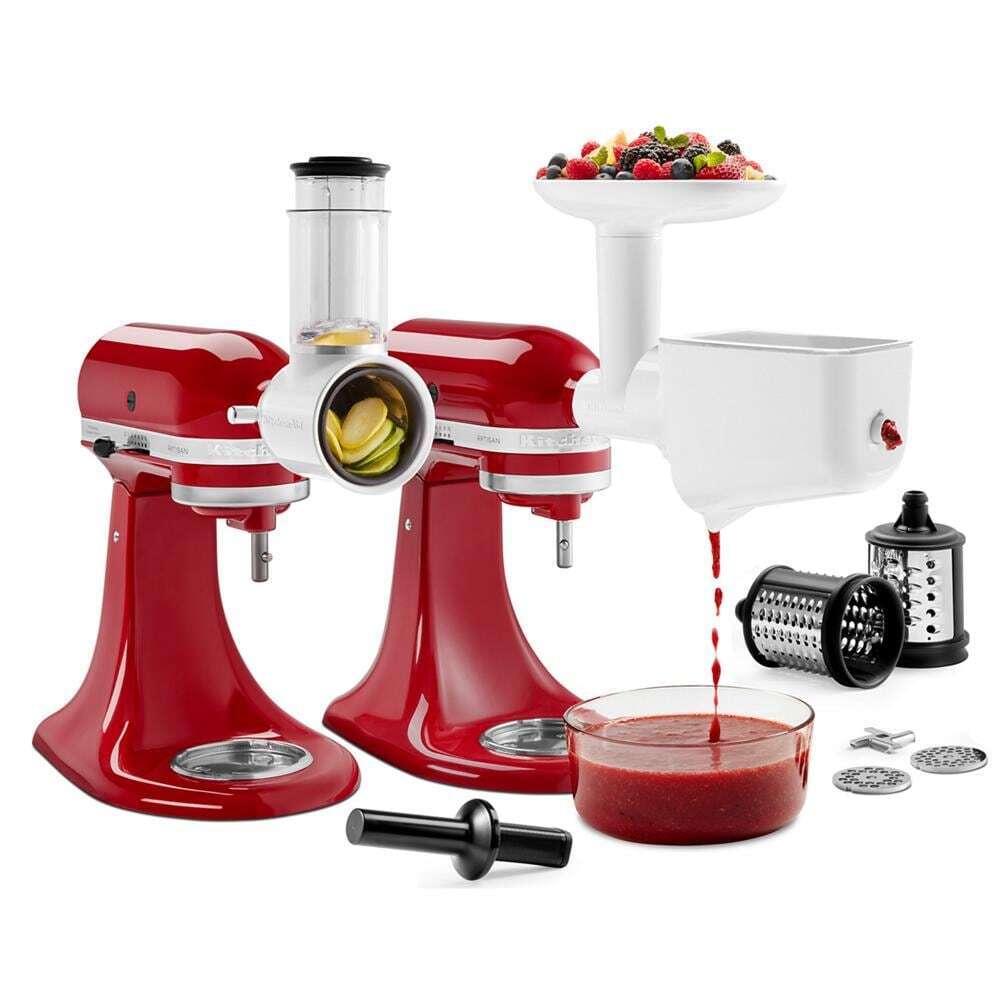 Kitchenaid KSM2FPPA Food Grinder + Vegetable/Fruit Strainer + Fresh Prep Slicer/Shredder Stand Mixer Attachment Pack