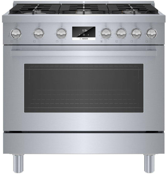 Bosch HDS8655U 800 Series, Dual fuel freestanding range, 36'', Stainless steel