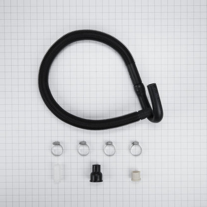 Maytag 40922 4' Black flexible washer drain hose extension kit with rubber U-nozzle, reducer couplings & clamps - 1 pack