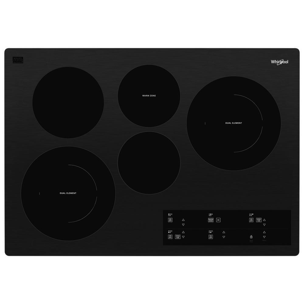 Whirlpool WCE97US0KB 30-inch Electric Ceramic Glass Cooktop with Two Dual Radiant Elements