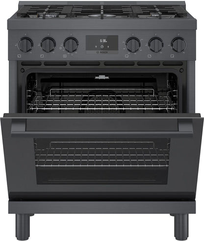 Bosch HGS8045UC 800 Series, Gas freestanding range, 30'', Black stainless steel