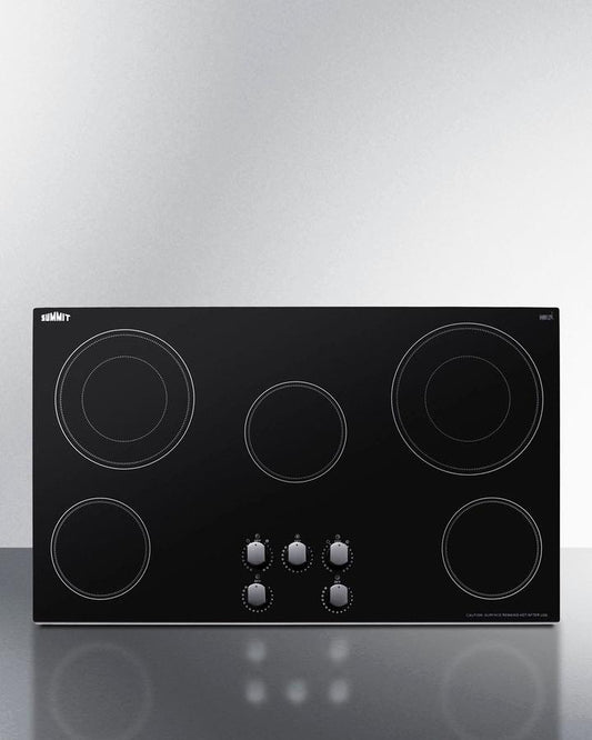 Summit CR5B36MB 36" Wide 208-240v 5-burner Radiant Cooktop