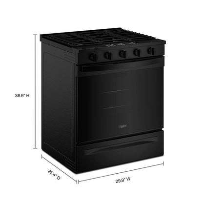 Whirlpool WSGS5030SB 30-inch Gas Smart Range with Air Cooking Technology