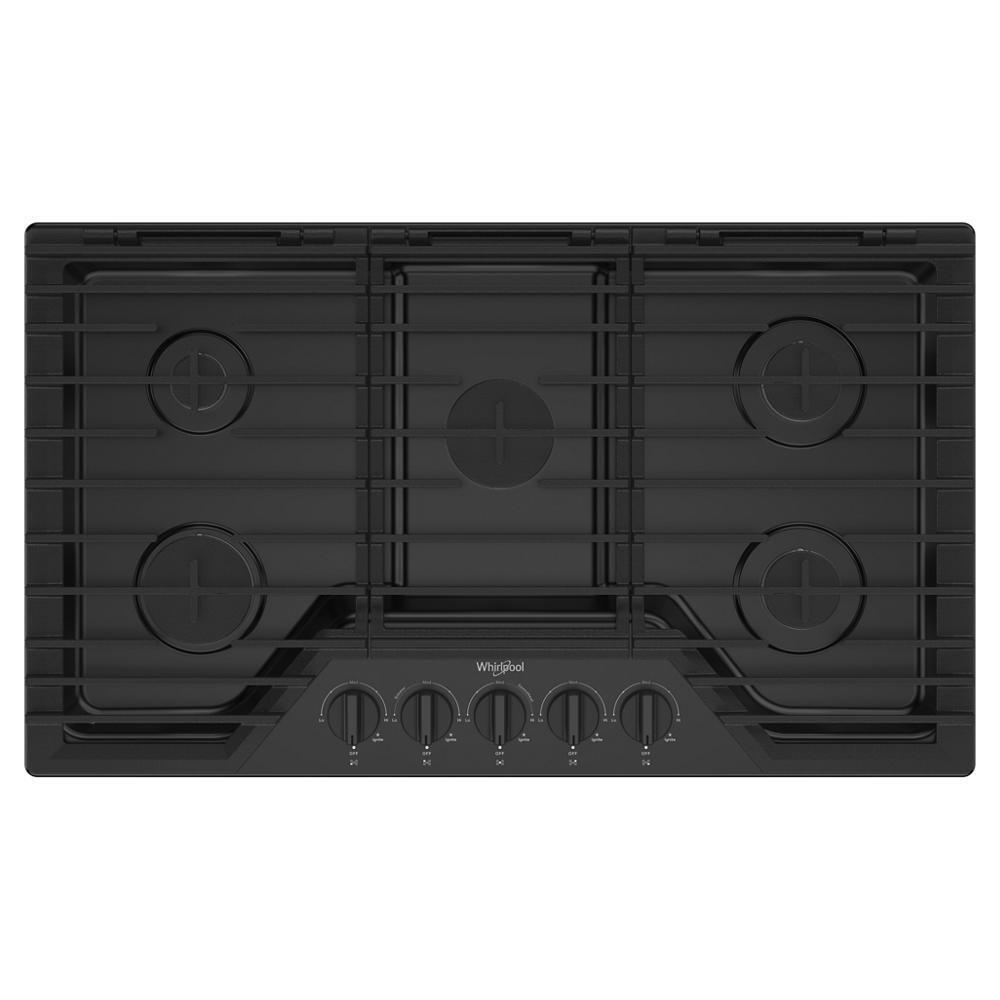 Whirlpool WCGK5036PB 36-inch Gas Cooktop with EZ-2-Lift™ Hinged Cast-Iron Grates