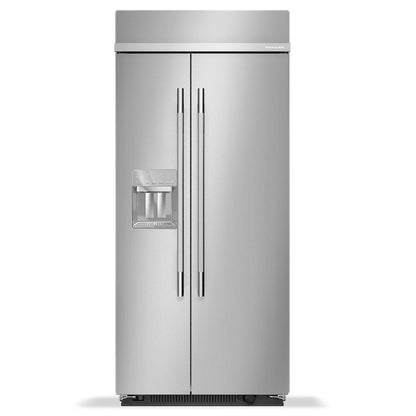 Kitchenaid KBSD736SPS 20.8 Cu. Ft. 36" Built-In Side-by-Side Refrigerator features Exterior Water and Ice Dispenser with Measured Fill