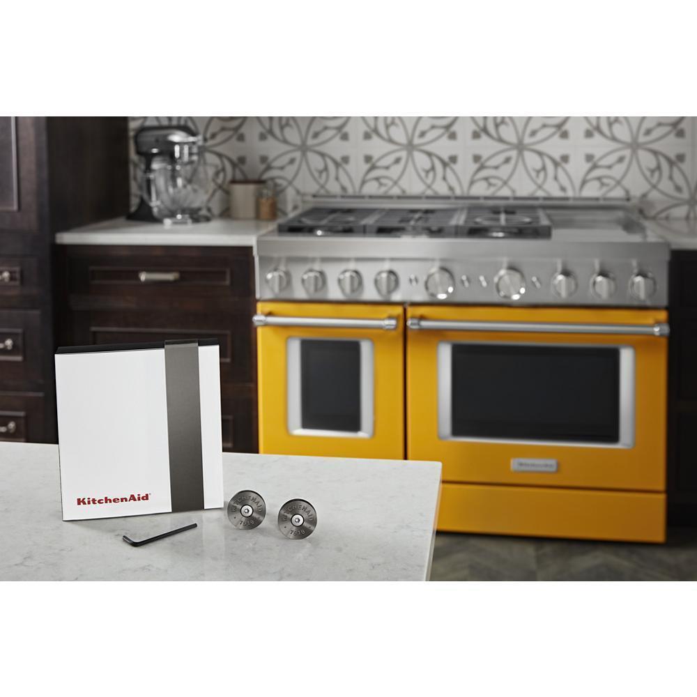 Whirlpool W11368841BO KitchenAid Commercial-Style Range Handle Medallion Kit - Black (Includes Two Medallions, Screws, and One 1/8-IN Hex Wrench)
