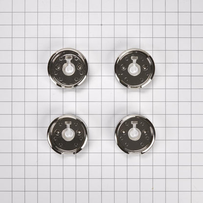 Kitchenaid W11323062 JennAir 3-IN D Bezel (Set of 4) for Rise-Style Commercial Range and Rangetop Griddle Knobs - Chrome