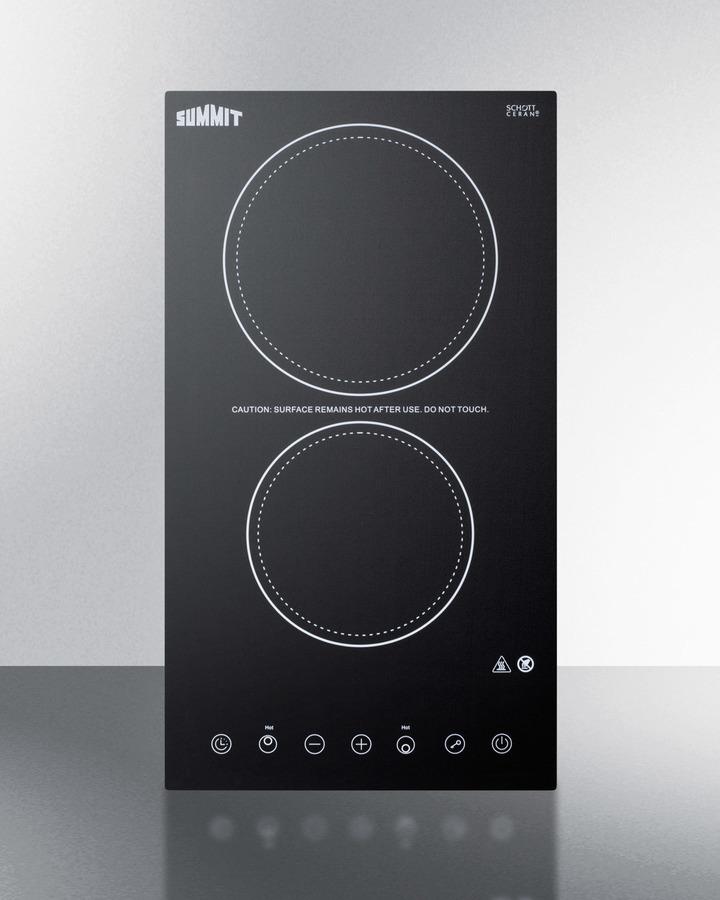 Summit CR2B23T3B 12" Wide 230v 2-burner Radiant Cooktop