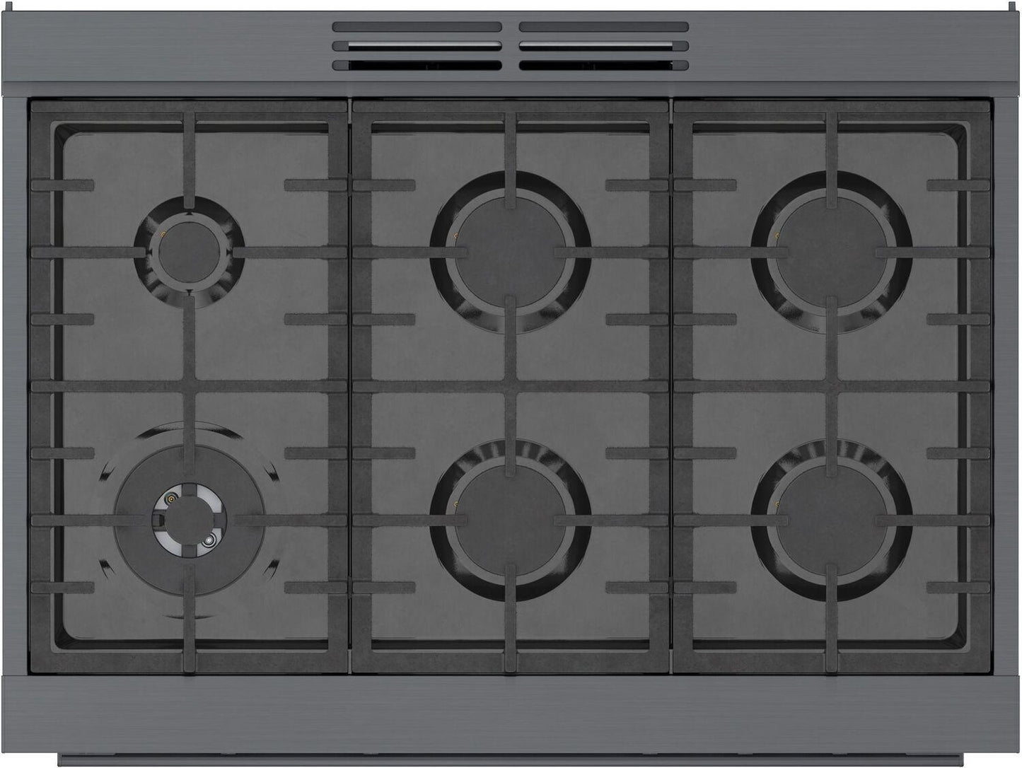 Bosch HGS8645UC 800 Series, Gas freestanding range, 36'', Black stainless steel