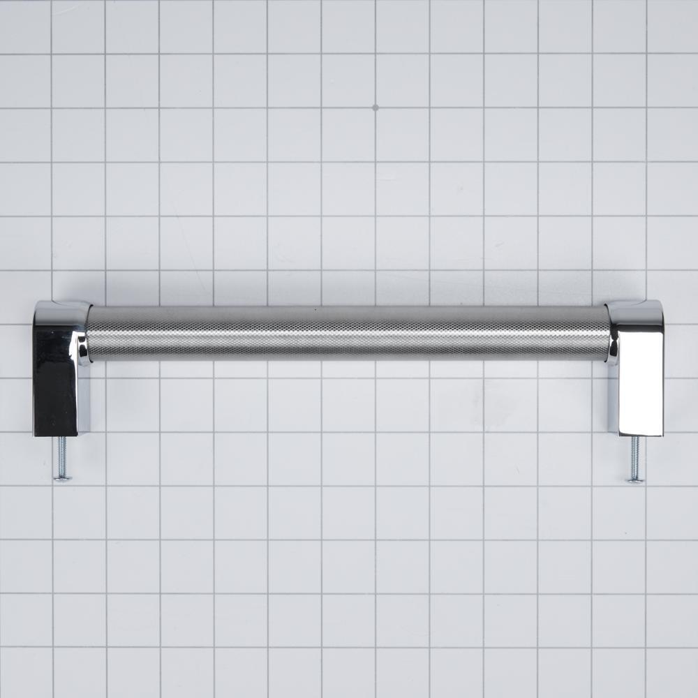 Maytag W10893500 Panel-Ready Compactor Handle Kit - Stainless Steel with Textured Straight Bar and Red Medallion Ends for KitchenAid Model KTTS505EPA (Includes Hardware)