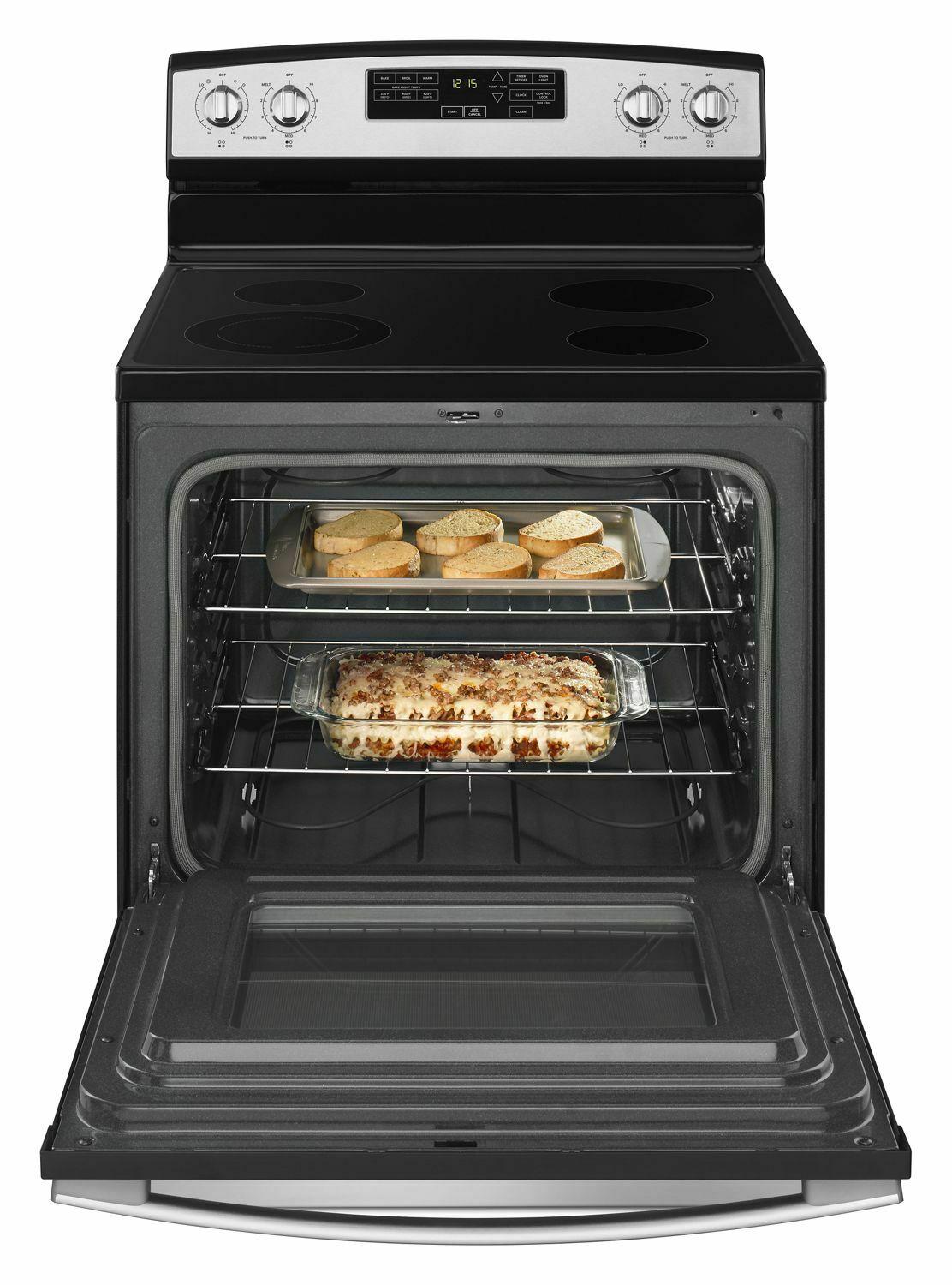 30-inch Amana® Electric Range with Extra-Large Oven Window - Black-on-Stainless