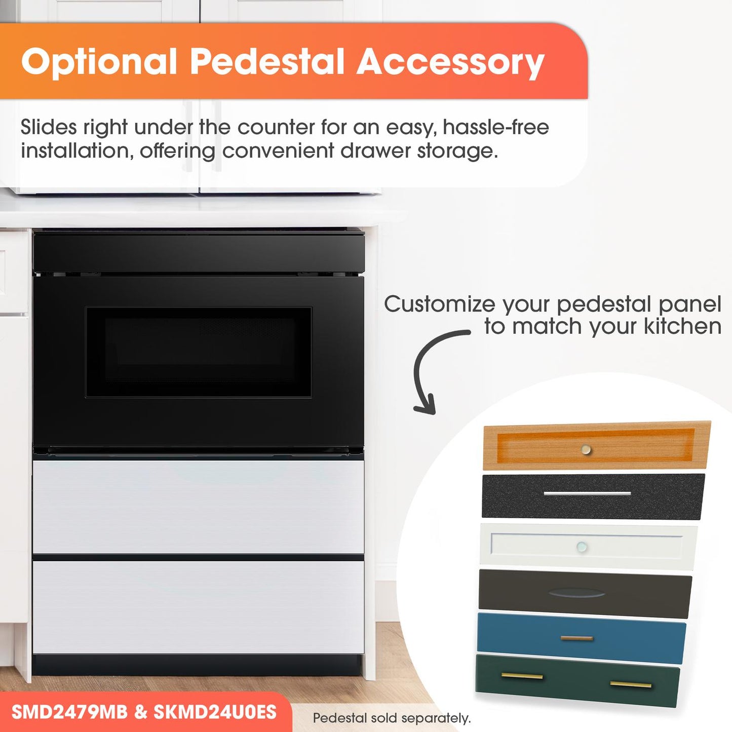 SMD2479MB Sharp 24 in. 1.2 cu. ft. Deco Series Built-In Smart Microwave Drawer™ Oven with Easy Wave Open in Black