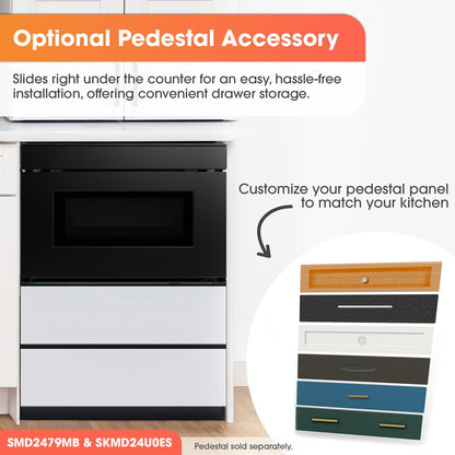 SMD2479MB Sharp 24 in. 1.2 cu. ft. Deco Series Built-In Smart Microwave Drawer™ Oven with Easy Wave Open in Black