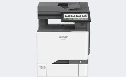 Sharp MXC428F MX-C428F Color Networked Multifunction Printer Prints up to 42 pages per minute , copy, scan, fax Maximum paper capacity of 2,850 sheets Exceptional Image Quality with 1200 x 1200 dpi print resolution