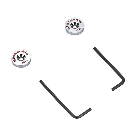 Whirlpool W10846205 Refrigerator Handle Medallion Kit with 2 Medallions and Wrenches for KAD Models - Chrome