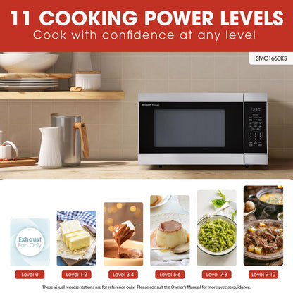 SMC1660KS Sharp 1.6 cu. ft. 1100W Stainless Steel Countertop Microwave Oven