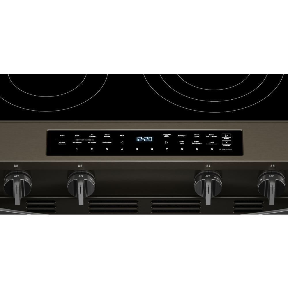 Whirlpool WSES7530RV 30-inch Smart Slide in Electric Range with Air Cooking Technology, No Preheat Air Fry, WipeClean™ Coating, Steam/Self Clean and High Speed Preheat