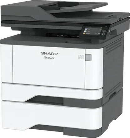 Sharp MXB427W MX-B427W Monochrome Wireless Multifunction Printer Prints up to 42 pages per minute , copy, scan, fax Maximum paper capacity of 900 sheets 600 x 600 dpi printing delivers clear, crisp images and text